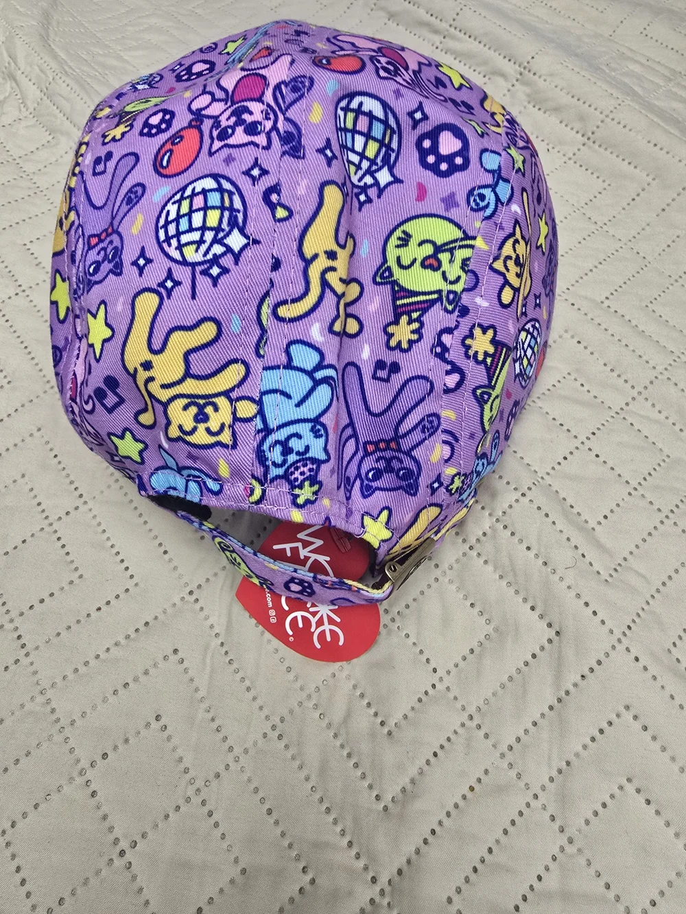 WOKE FACE NWT Disco Cats Pawty Pattern Hat - Purple